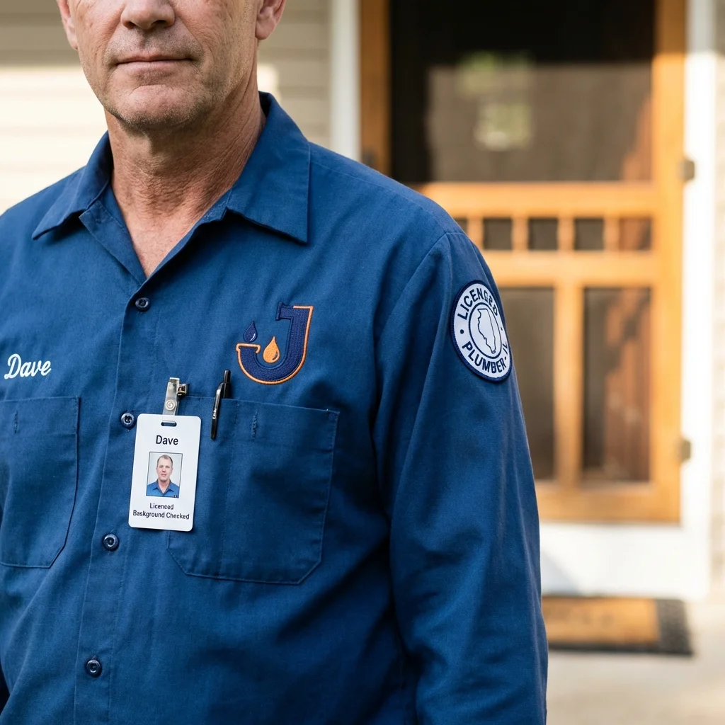 Licensed plumber showing ID badge in Bogalusa, LA