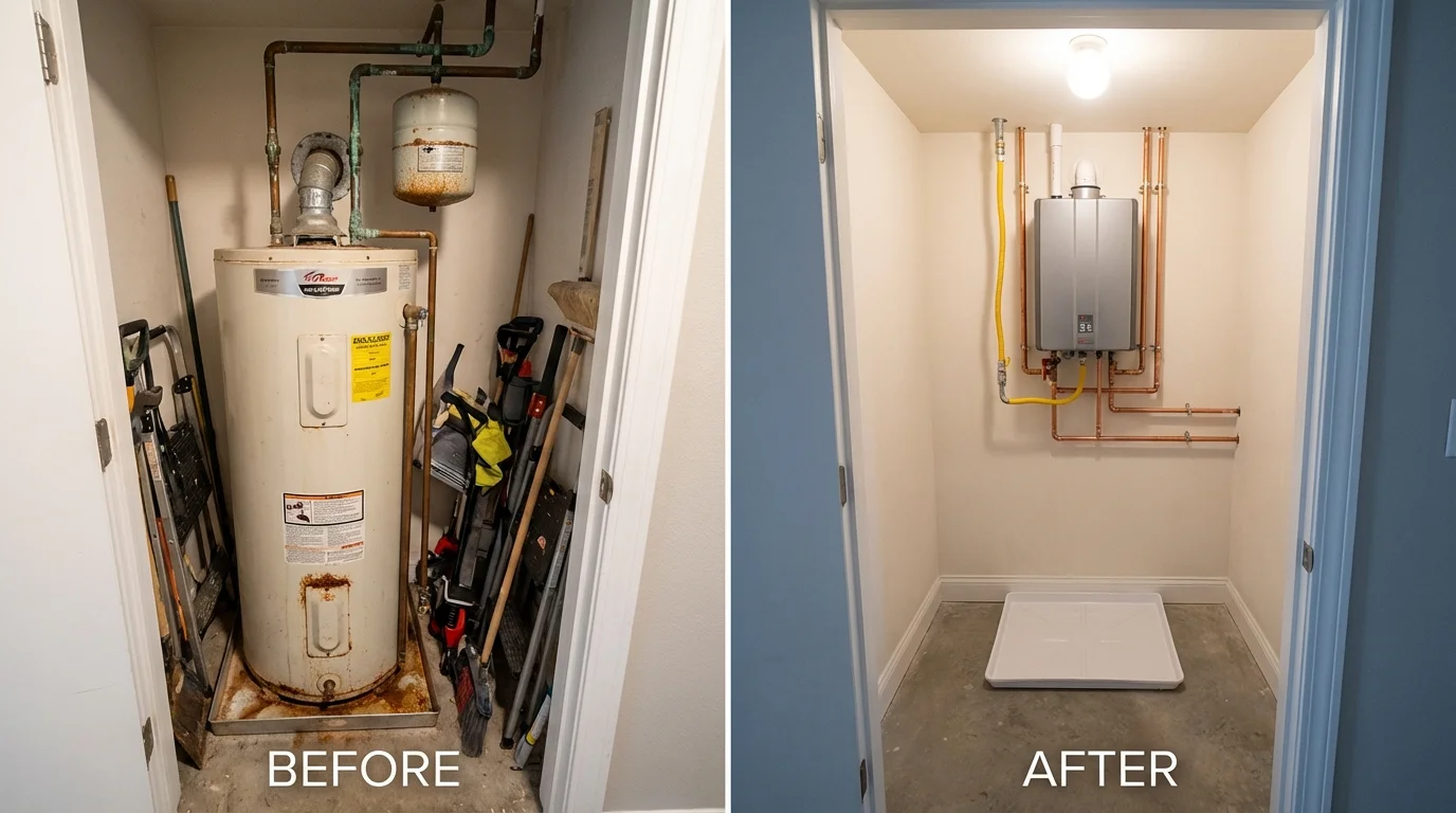 Tank water heater versus wall-mounted tankless unit comparison for Bogalusa, LA homeowners