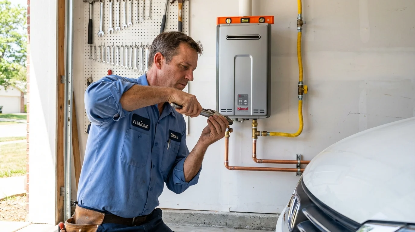 Tankless water heater installation by a Johns Plumbing LLC plumber in Bogalusa