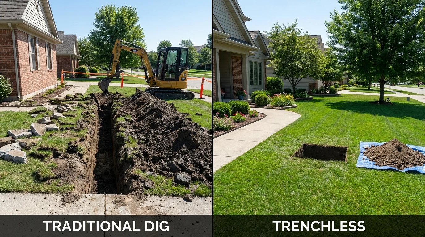 Trenchless sewer repair with minimal yard damage versus traditional excavation in Bogalusa, LA